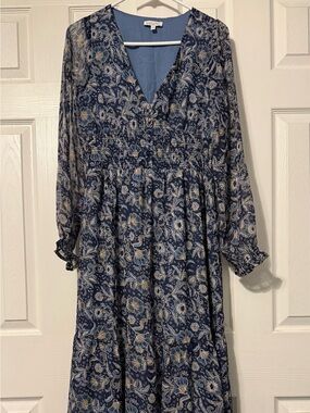 Patrons of Peace Navy and Cream Floral Smocked Waist Kids Dress